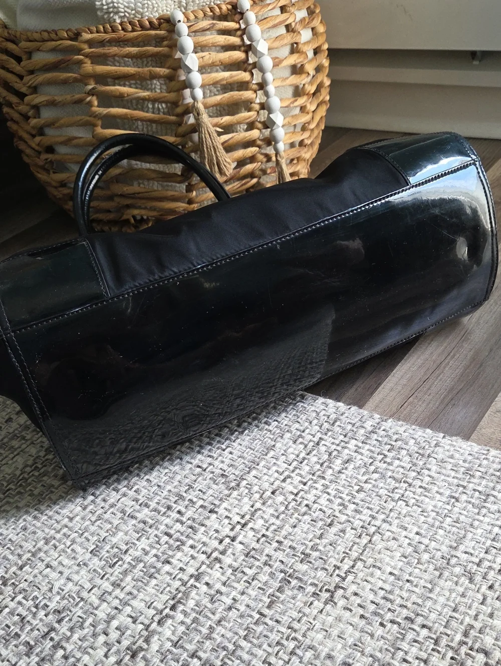 Tory Burch Ella Large Tote Nylon/Black Patent